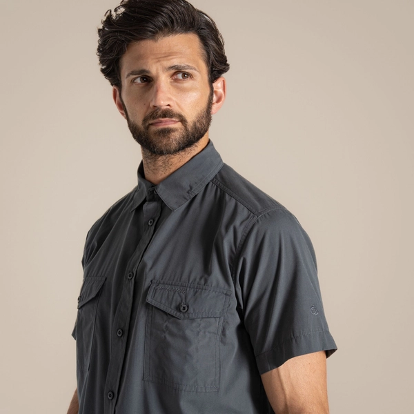 Craghoppers Men's Kiwi Short Sleeved Shirt | Dark Grey