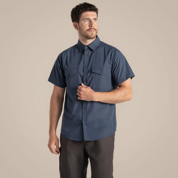 Craghoppers Men's Kiwi Short Sleeved Shirt | Ombre Blue