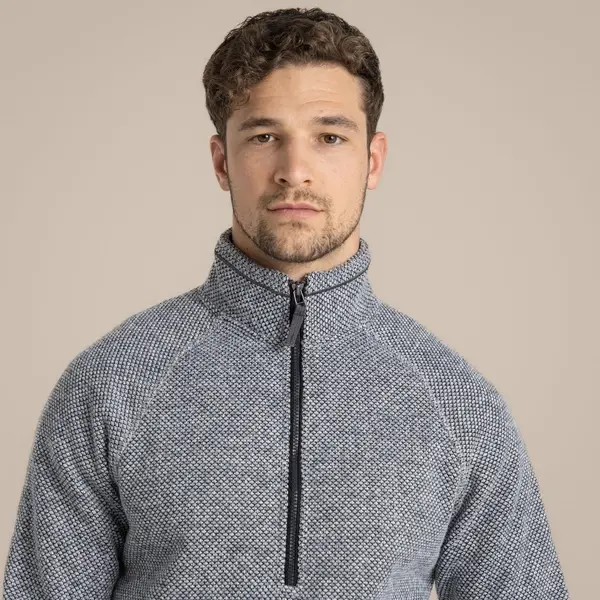 Craghoppers Men's Rubeus Half Zip Fleece | Soft Grey Marl / Black Pepper