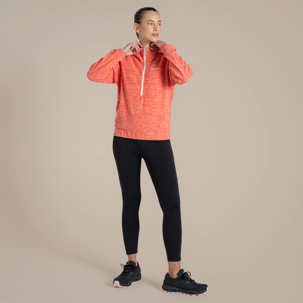 Craghoppers Women's Esk Hooded Half Zip Fleece | Deep Coral