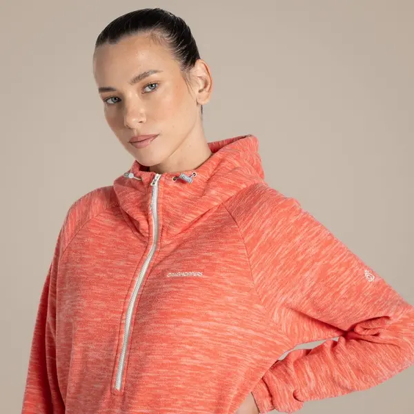 Craghoppers Women's Esk Hooded Half Zip Fleece | Deep Coral