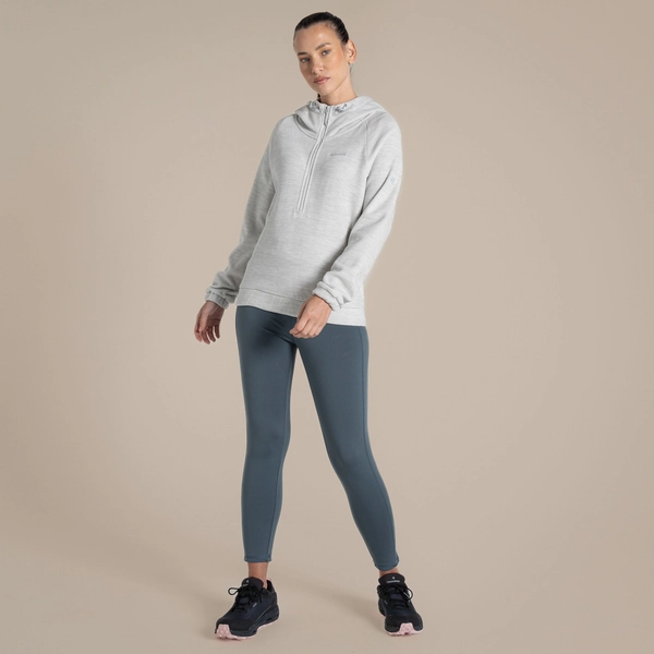 Craghoppers Women's Esk Hooded Half Zip Fleece | Lunar Grey