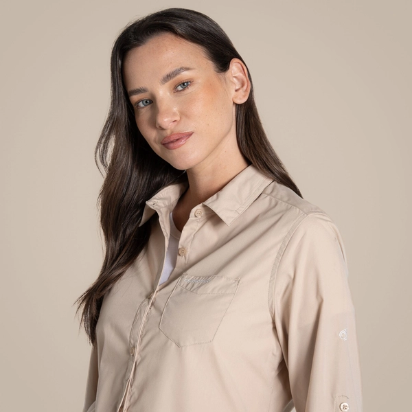 Craghoppers Women's Kiwi II Long Sleeved Shirt | Desert Sand
