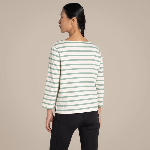 craghoppers Women's Painne Long Sleeve Top | Pale Pistachio Stripe