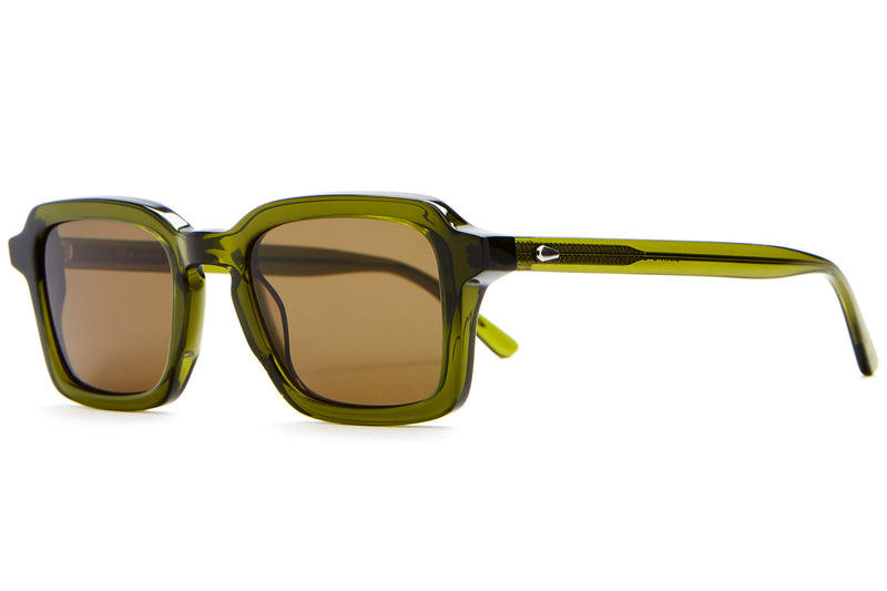 crap Eyewear The Heavy Tropix Green-frame Sunglasses With Brown-tinted Lenses On A White Background