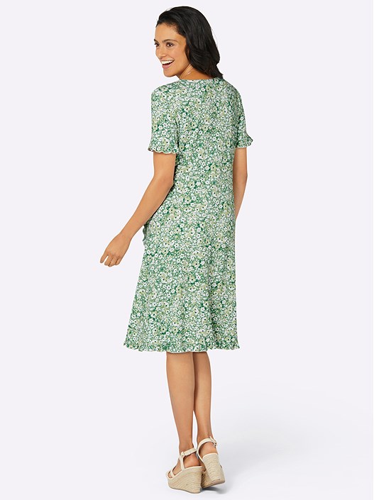 Creation L Apple-Green-Pistachio-Printed Floral Wrap Look Dress From Creation L