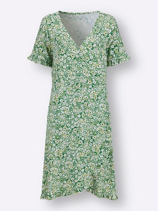 Creation L Apple-Green-Pistachio-Printed Floral Wrap Look Dress From Creation L