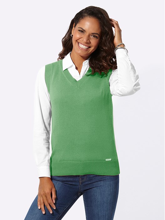 Creation L Apple Green Ribbed Hem Sweater Vest From Creation L