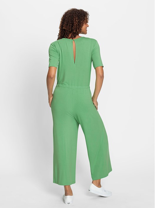 Creation L Apple Green Tie Waist Jersey Jumpsuit From Creation L