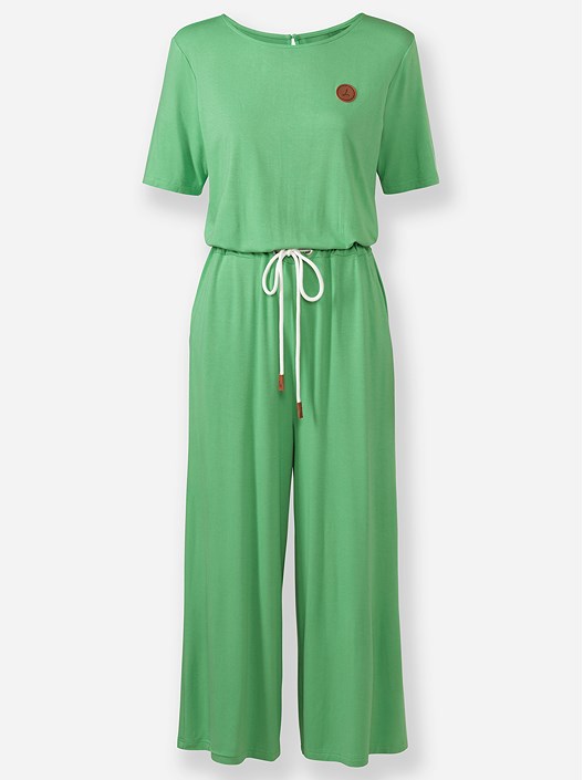 Creation L Apple Green Tie Waist Jersey Jumpsuit From Creation L