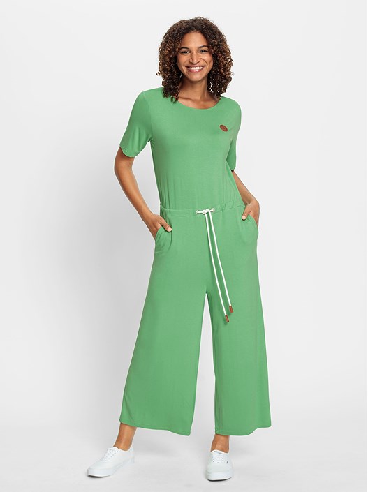 Creation L Apple Green Tie Waist Jersey Jumpsuit From Creation L