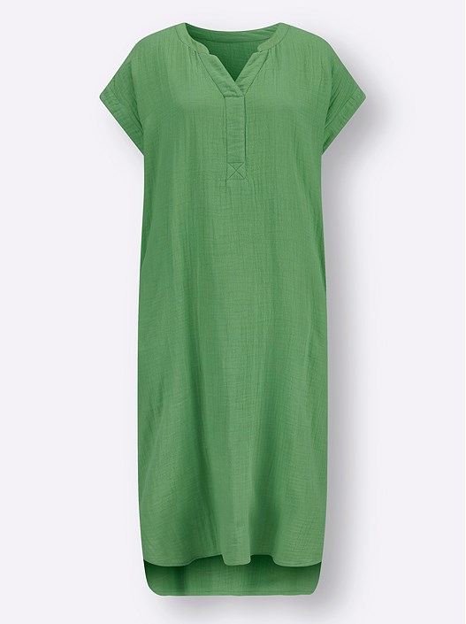 Creation L Apple Green V-Neck Muslin Dress From Creation L