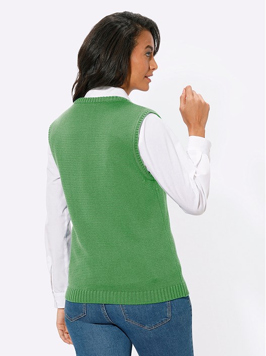 Creation L Apple Green Zip Up Knitted Vest From Creation L