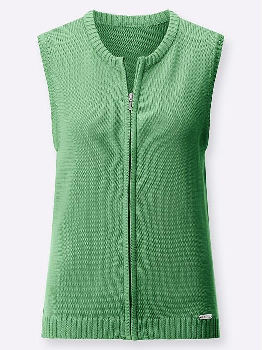 Creation L Apple Green Zip Up Knitted Vest From Creation L