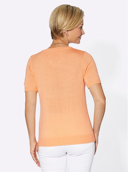 Creation L Apricot Open Knit Short Sleeve Sweater From Creation L
