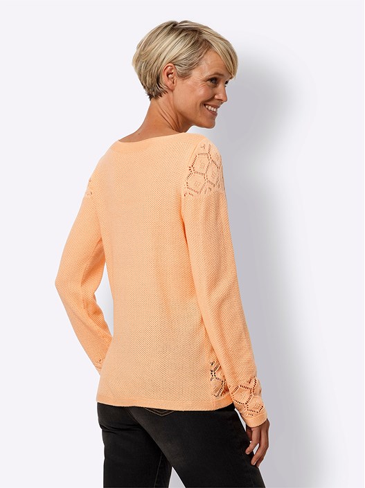 Creation L Apricot Textured Knit Pattern Sweater From Creation L