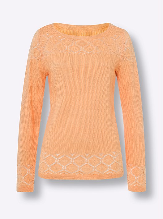 Creation L Apricot Textured Knit Pattern Sweater From Creation L