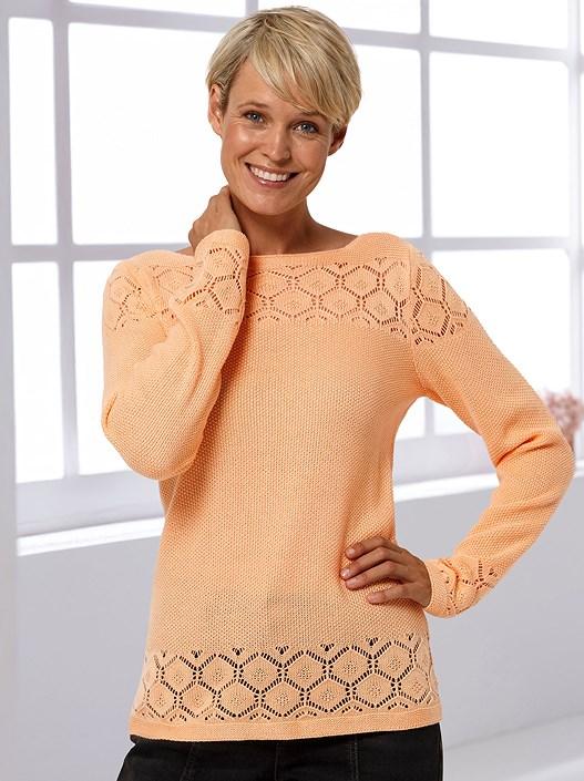 creation l Apricot Textured Knit Pattern Sweater from creation L