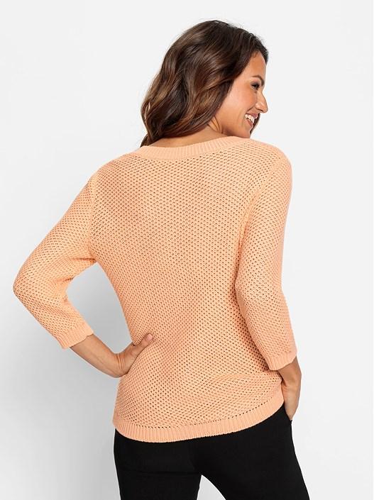 Creation L Apricot Textured V-Neck Sweater From Creation L