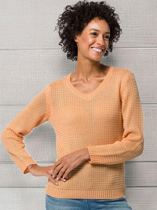 creation l Apricot Textured V-Neck Sweater from creation L