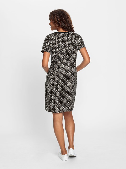 Creation L Beige-Black-Printed Printed Jersey Dress From Creation L