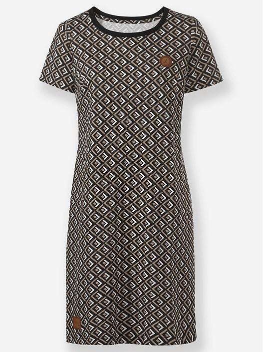 Creation L Beige-Black-Printed Printed Jersey Dress From Creation L