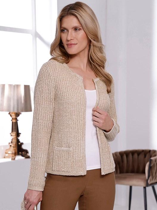 creation l Beige-Ecru Hook Fastening Knit Cardigan from creation L