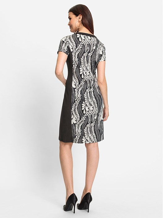 Creation L Black-Ecru-Printed Printed Shift Dress From Creation L