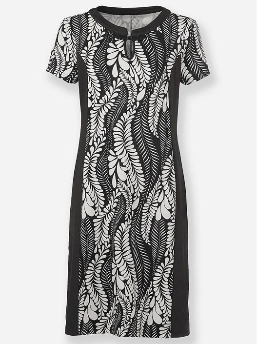 Creation L Black-Ecru-Printed Printed Shift Dress From Creation L