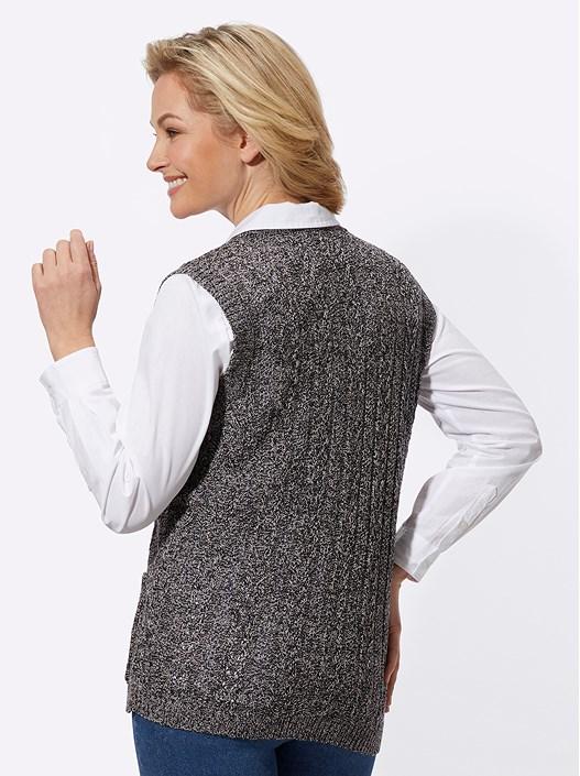 Creation L Black-Mottled Heather Button Up Vest From Creation L