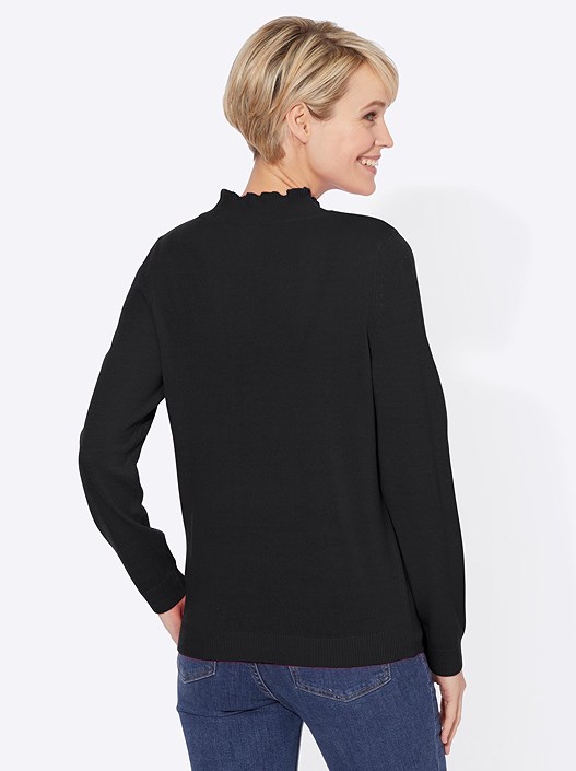 Creation L Black Ruffled Neck Sweater From Creation L