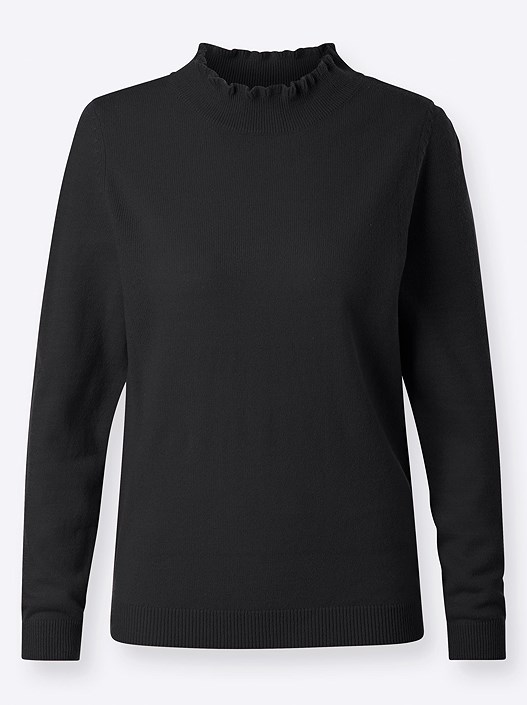 Creation L Black Ruffled Neck Sweater From Creation L