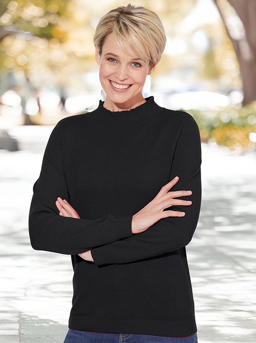 creation l Black Ruffled Neck Sweater from creation L