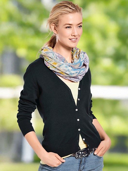 creation l Black V-Neck Button Up Cardigan from creation L