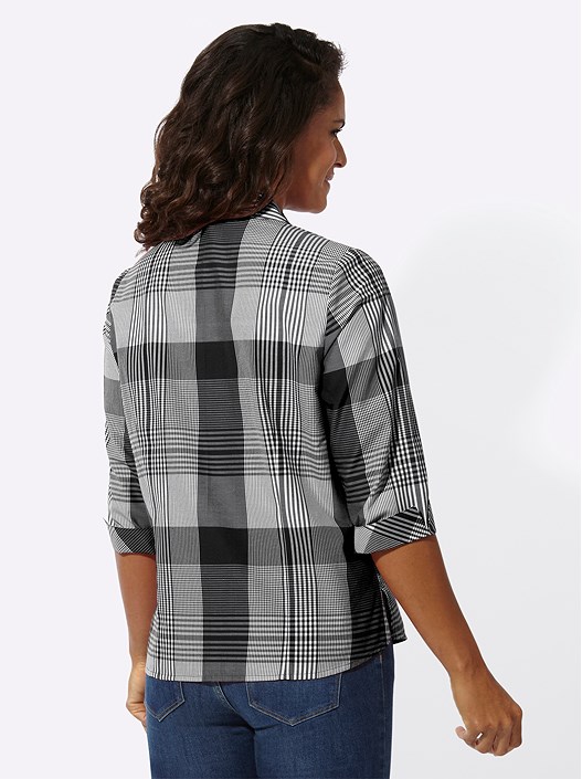 Creation L Black-White-Checked Checked Button Up Blouse