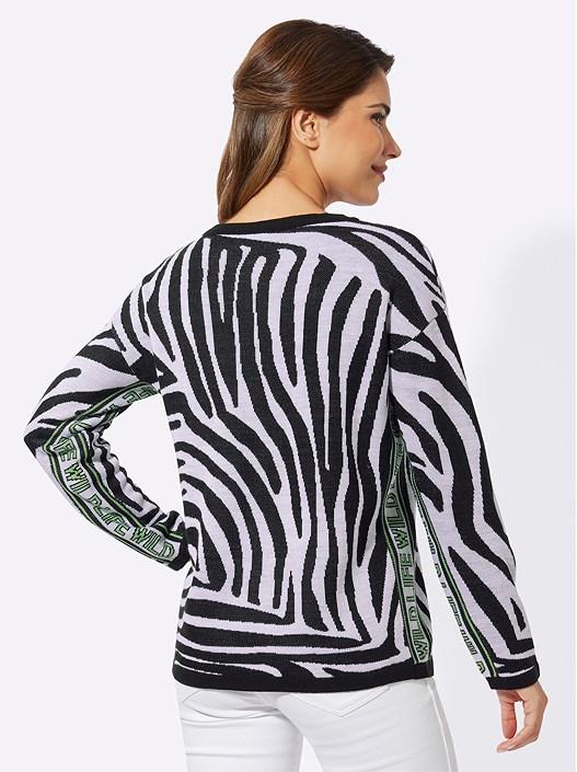 Creation L Black-White-Patterned Animal Print Sweater From Creation L