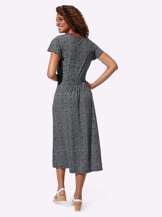 Creation L Black-White-Printed Flowy Floral Midi Dress From Creation L