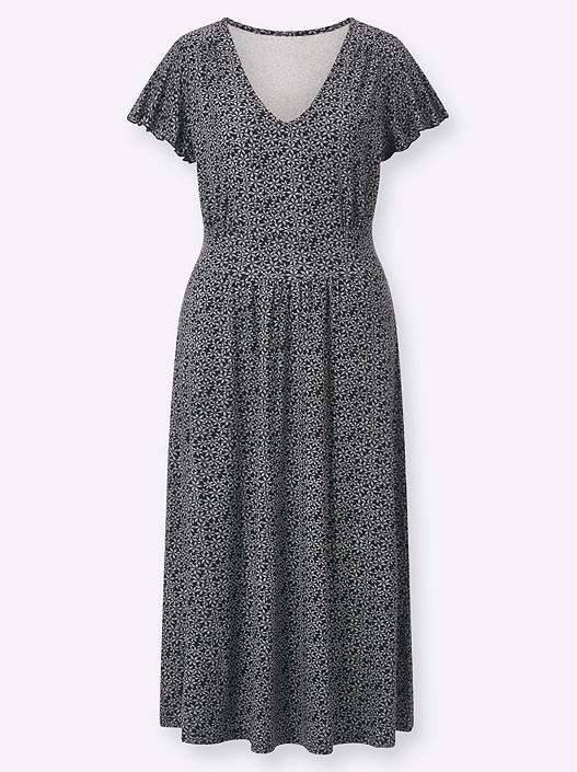 Creation L Black-White-Printed Flowy Floral Midi Dress From Creation L