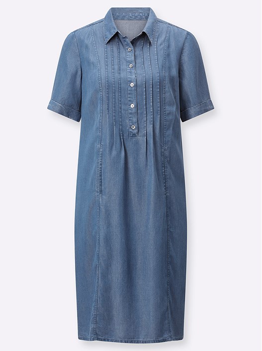Creation L Blue-Bleached Button Up Denim Dress From Creation L