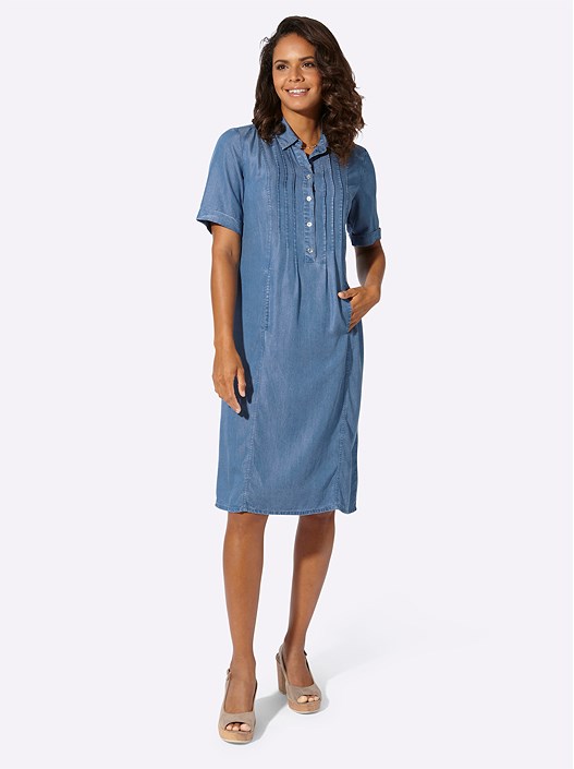 Creation L Blue-Bleached Button Up Denim Dress From Creation L