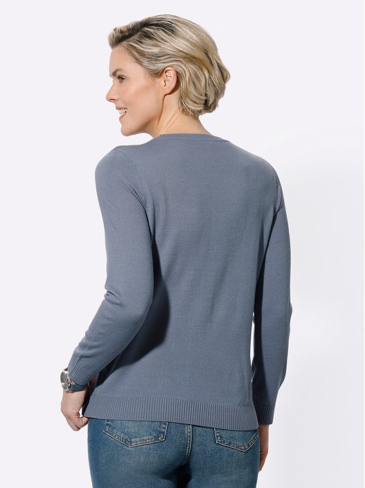 Creation L Blue Grey Heart Print Sweater From Creation L