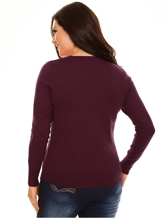 Creation L Bordeaux V-Neck Button Up Cardigan From Creation L