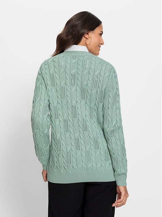 Creation L Chalk Mint Cable Knit Cardigan From Creation L