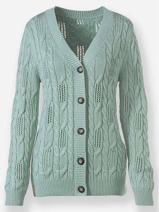 Creation L Chalk Mint Cable Knit Cardigan From Creation L