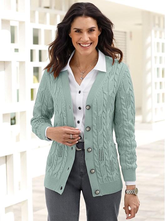 creation l Chalk Mint Cable Knit Cardigan from creation L