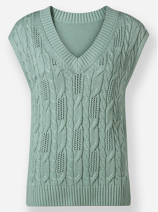 Creation L Chalk Mint Cable Knit Sweater Vest From Creation L