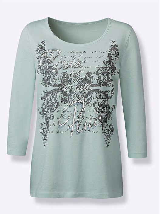 Creation L Chalk Mint Decorative Letter Print Shirt