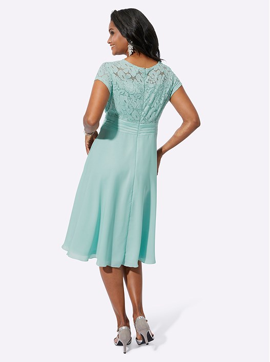 Creation L Chalk Mint Flared Lace Detail Dress From Creation L