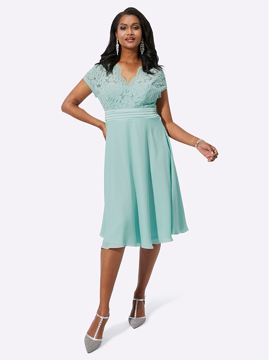 Creation L Chalk Mint Flared Lace Detail Dress From Creation L