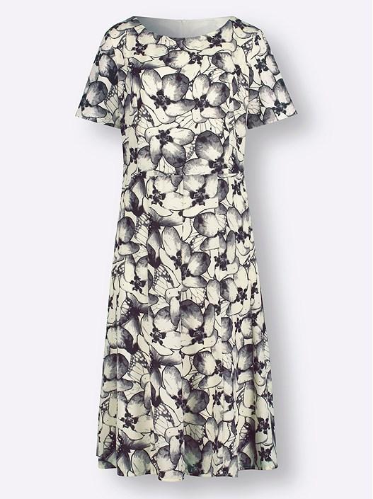 Creation L Champagne-Anthracite-Printed Flared Floral Dress From Creation L
